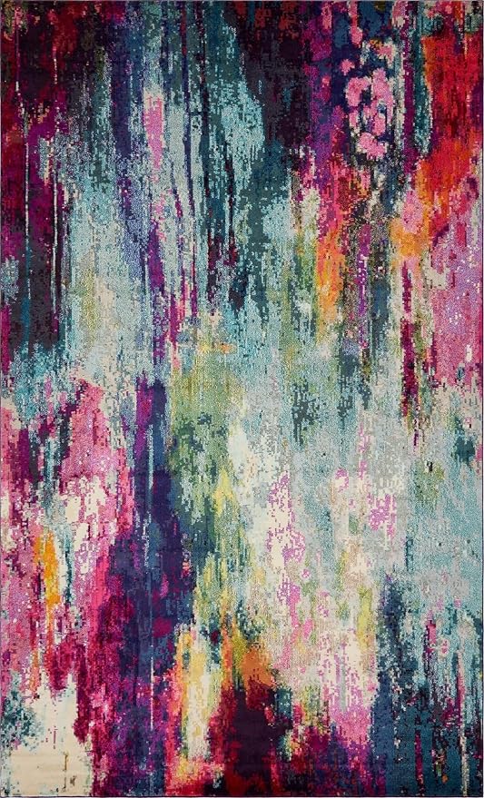 Unique Loom Chromatic Collection Modern Colorful & Vibrant Abstract Area Rug For Any Home Décor (10' 6 x 16' 5 Rectangular, Multi/ Light Blue)