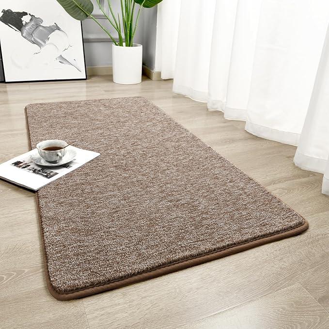 Chicrug Memory Foam 2x4 Small Runner Rugs for Hallway Entryway Bedroom | Modern Low-Pile Carpet Runner Rug for Kitchen, Throw Kids Rug for Bedside Dorm Room Decor, Brown and White