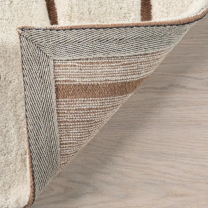 Nuloom Nazco Cream Geometric Hand Tufted Area Rug, 8' x 10' | Nuloom Nazco Geometric 8' x 10' Wool Area Rug for Living Room Bedroom Dining Room, Cream