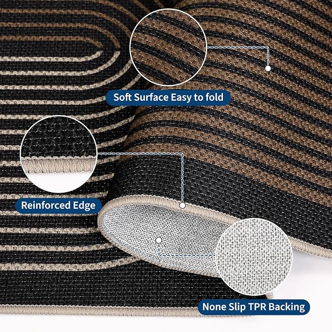 GarveeHome Modern Rainbow Easy Jute 3x5 Patio Rug, Washable Rugs for Entryway Farmhouse Non Slip Indoor Door Mat Carpet for Entry Mudroom Porch Decor