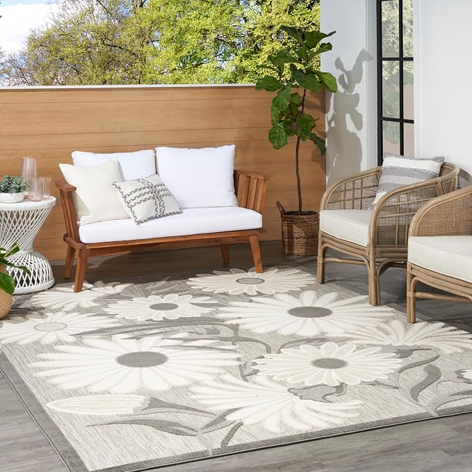 Nourison Home Aloha Beige 7' x 10' Area Rug - Easy Clean, Non Shedding, Bed Room, Living Room, Dining Room, Kitchen (7' x 10')