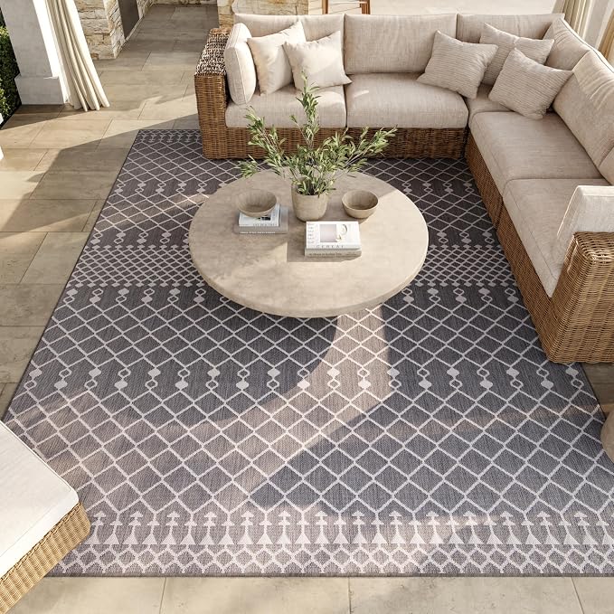 Nourison Home Positano Charcoal 12' x 15' Area Rug - Easy Clean, Non Shedding, Bed Room, Living Room, Dining Room, Kitchen (12' x 15')