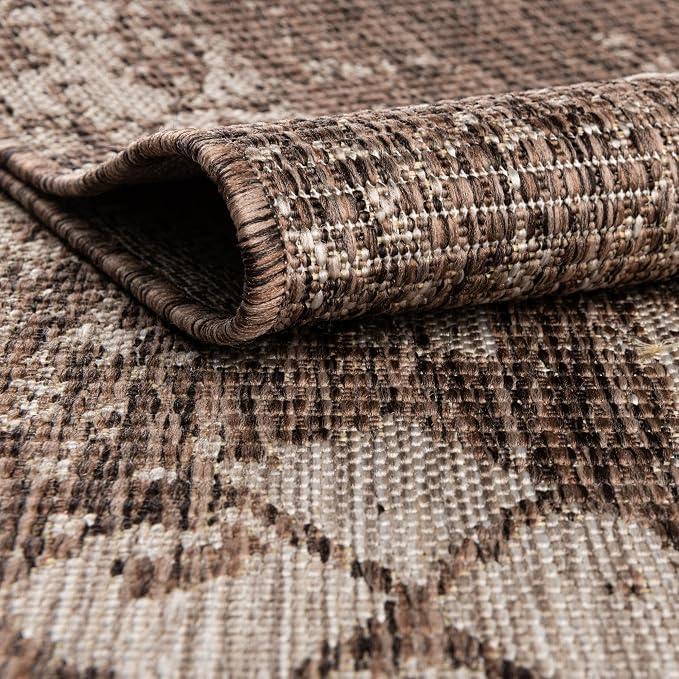 Unique Loom Outdoor Bohemian Collection Area Rug - Anthro (2' x 3' 1" Rectangle, Brown/ Ivory)