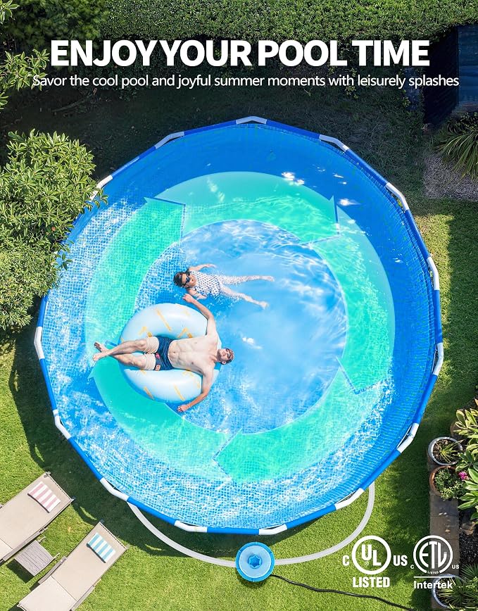 Standard Series Above Ground Pool Filter Pump - 800 GPH Flow Rate | Rapid Circulation & Micro-Debris Filtration, Pool Cartridge Filter Pump System - Keep Water Crystal Clean & Clear-Deep Blue