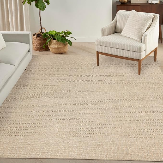 Nourison Home Tulum Cream 9' x 12' Area Rug - Easy Clean, Non Shedding, Bed Room, Living Room, Dining Room, Kitchen (9' x 12')