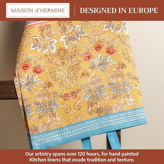 Maison d' Hermine Aprons for women with Pocket 100% Cotton (27.50"x31.50") | Adjustable Neck Strap & long ties Apron Men Chef Wedding Cooking Gardening Server Maid