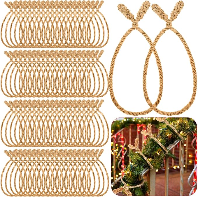 Zhengmy 100 Pcs 25 Inch Extra Long Christmas Garland Ties Christmas Decorative Twist Ties for Banister Reusable Flexible Twist for Holiday Xmas Home Decorations Craft Wrapping (Gold)