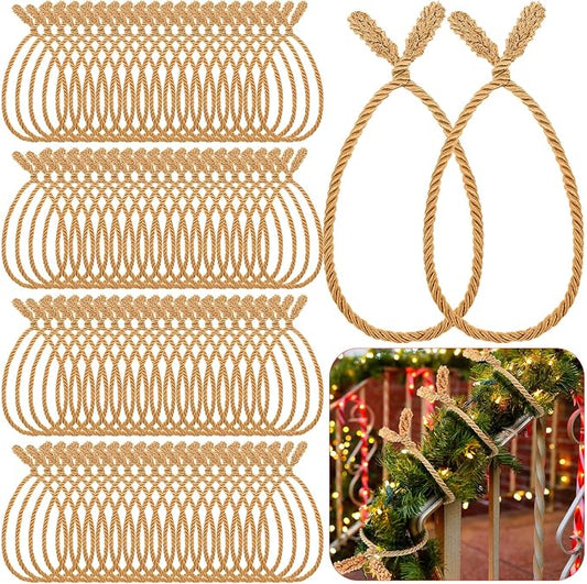 Zhengmy 100 Pcs 25 Inch Extra Long Christmas Garland Ties Christmas Decorative Twist Ties for Banister Reusable Flexible Twist for Holiday Xmas Home Decorations Craft Wrapping (Gold)