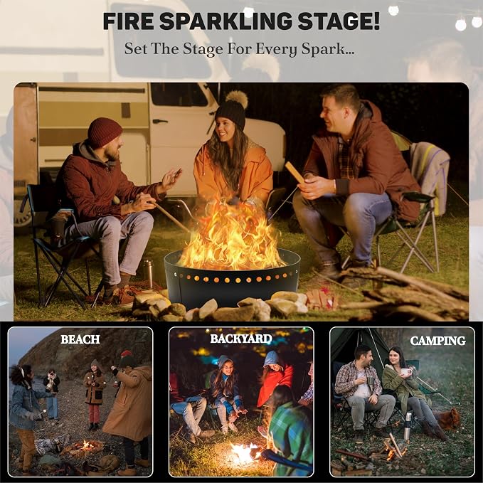 FEBTECH - 38" Smokeless Fire Pit Ring Insert for 40" Firepits | Above or In-Ground Versatile Fire Ring Insert for Outdoor Fire Pits, Backyard Outdoor Camping Bonfires & Fire Pit Gatherings