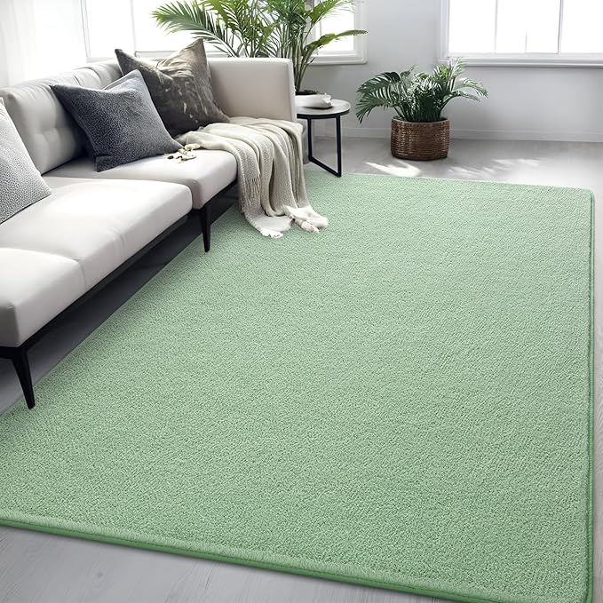4x6 Sage Green Area Rug Modern Aesthetic Minimalist | Washable Memory Foam, Low Pile Non Slip Indoor Carpet for Living Room Bedroom Office Classroom College Dorm Room Home Decor