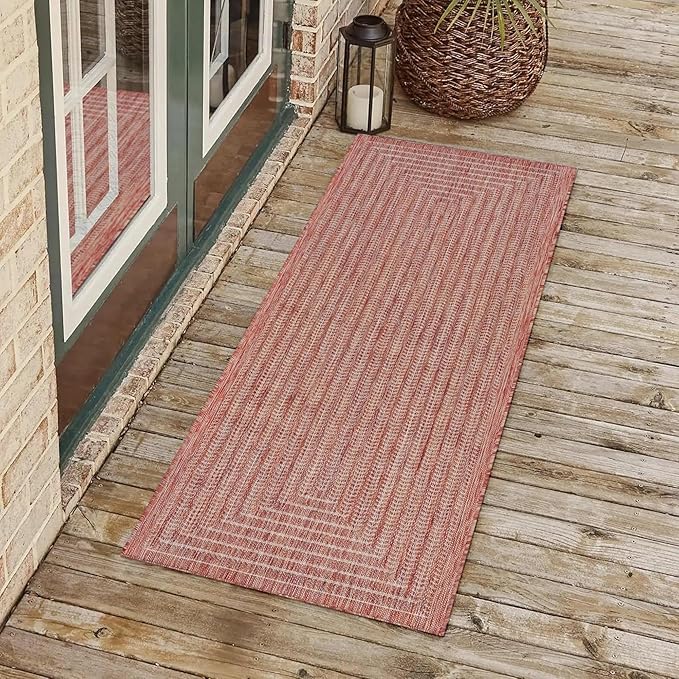 Adiva Rugs Outdoor Indoor Area Rug, Weather Resistant, Easy to Clean, Stain Resistant Floor Mat for Dining Room, Backyard, Deck, Patio (Copper Weiss, 2'6" x 7')
