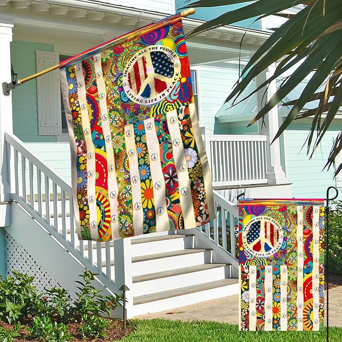 FLAGWIX Peace Hippie Flag - Decorative Home & Garden Flag, 30x40