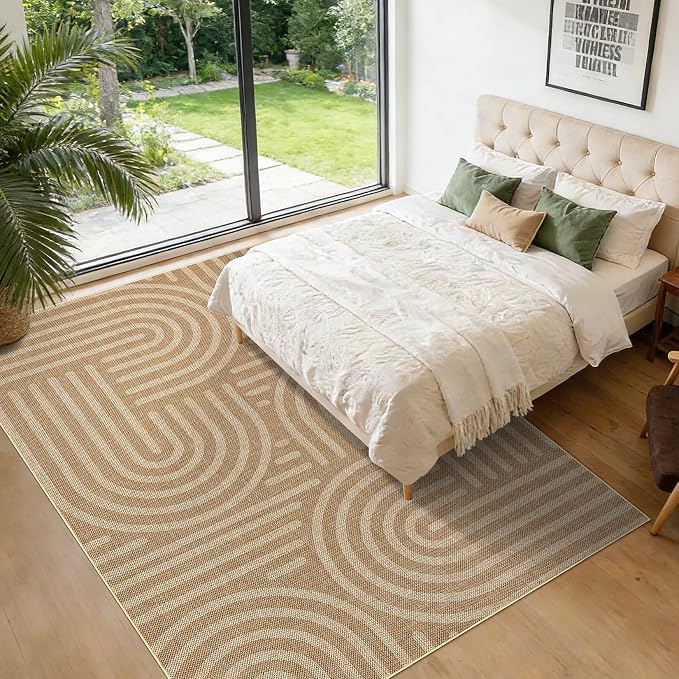 Garvee Area Rugs 9x12 Living Room Washable Rug Modern Abstract Rugs | Natural Rainbow Area Rug Stain Resistant Easy Cleaning Throw Rugs Low Pile Floor Cover for Nursery Dining Room Apartment