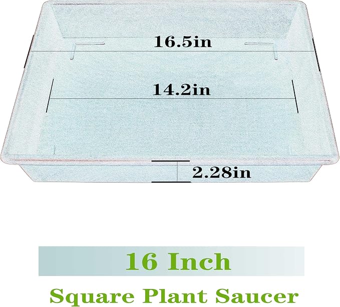 NIMYAU Square Plant Saucer 16 Inch 2 Pack, Plant Stand Plant Trays for Pots Heavy Duty Plastic Plant Saucers for Indoors Outdoors, Flower Pot No Holes Plant Lover Gardening Gifts