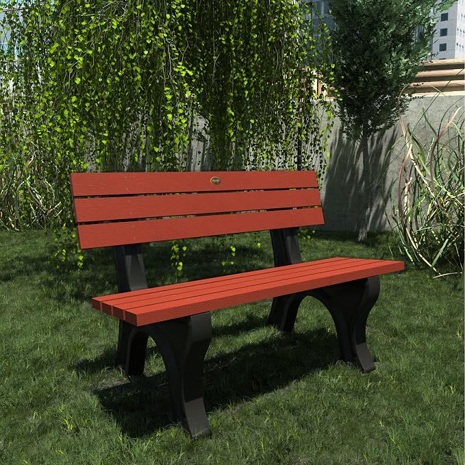 Sequoia Professional Aurora 4 ft Park Bench, Rustic Red