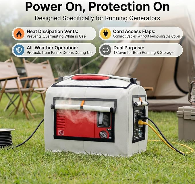 JIAHOO Generator Cover, Portable Generator Cover, Generator Running Cover, Can Be Rolled Up and Opened All Around, 21.7 Lx 13.8Wx17.4H inches, Beige.