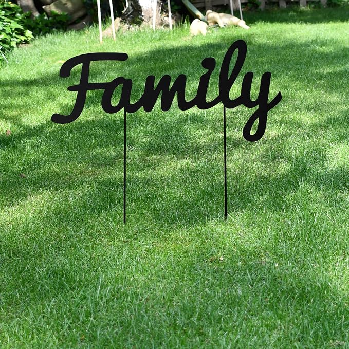 19.25"H Metal Letter Family Garden Stake Thanksgiving Outdoor Garden Lawn Yard Sign for Planter Walkway Pathway