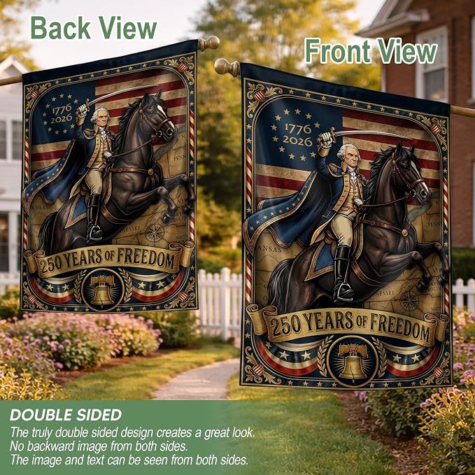 250 Years Of Freedom Flag, 250th Anniversary Usa Commemorative Flags, American 250th Anniversary Patriotic Design, 1776-2026 Commemorative Banner, Garden Flags For Outside, Front And Back Print 1 (30x40 Inch)