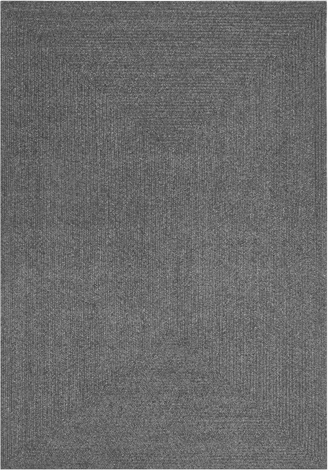Superior Indoor/ Outdoor Large Area Rug, Reversible Braided Home Floor Decor for Living Room, Kitchen, Entryway, Patio, Front Porch, Deck, Modern, Boho, Farmhouse Style, 3' x 5', Charcoal