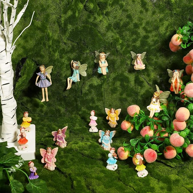 Queekay 16 Pieces Fairies Accessories Miniature Fairies Decor Fairy Figurine for Outdoor Garden Yard Home Decoration