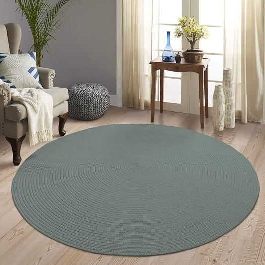 Superior Indoor/Outdoor Area Rug, Reversible Braided Floor Decor for Living Room, Kitchen, Patio, Front Porch, Modern Boho Farmhouse Rugs, Hardwood, Bedroom Accessories, 6' Round, Lagoon Breeze