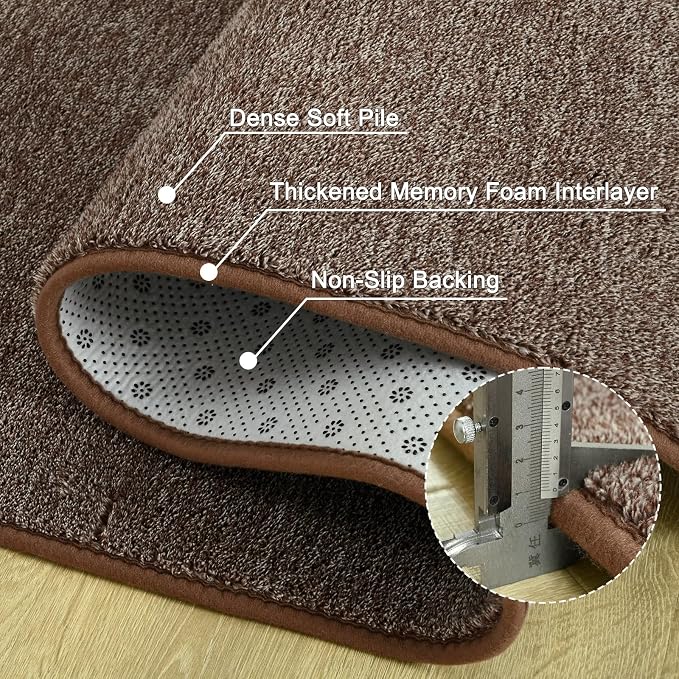 7x10 Brown Area Rug | Washable Memory Foam, Low Pile Non Slip Indoor Carpet for Living Room Bedroom Office Classroom College Dorm Room Home Decor
