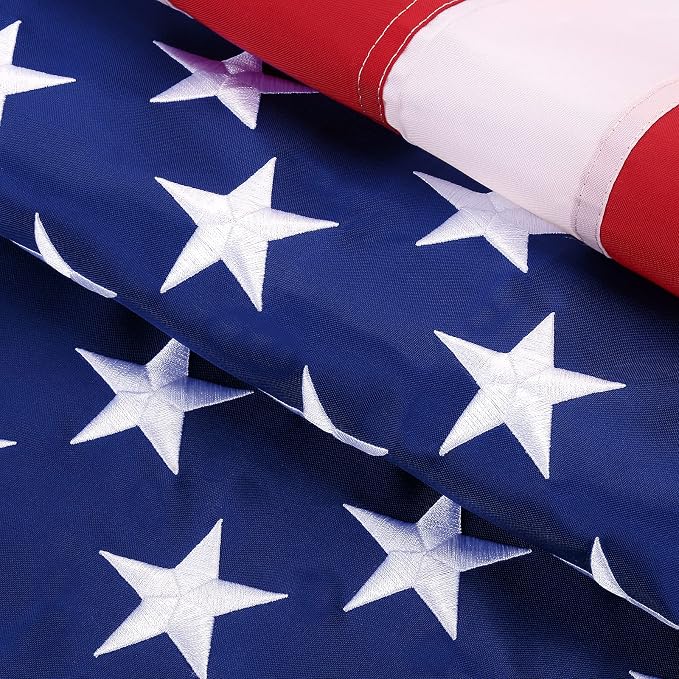 American Flag 4x6 Outdoor Heavy Duty - Waterproof & UV Protected Polyester US Flag with Embroidered Stars, Sewn Stripes, Brass Grommets, Fade Resistant for Yard, Garden, Pole