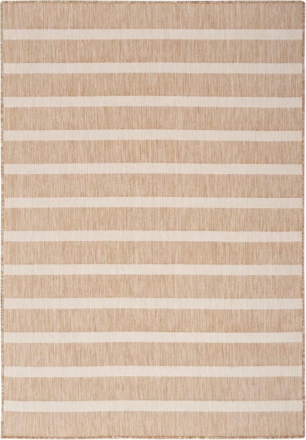 Nourison Home Positano Beige Ivory 6' x 9' Area Rug - Easy Clean, Non Shedding, Bed Room, Living Room, Dining Room, Kitchen (6' x 9')