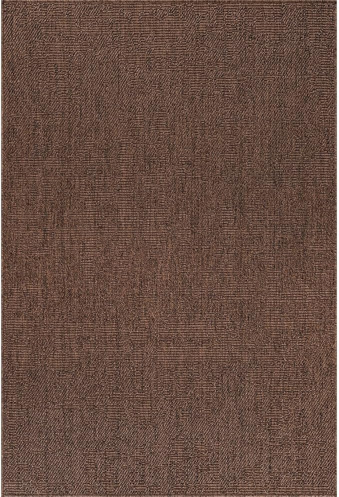 CAMILSON Easy Jute Rug 5x7, Indoor Outdoor Brown Color Fiber Area Rugs for Living Room Patio and Kitchen Rug, Solid Boho Woven Design, Easy-Cleaning, Washable Outside Carpet Alfombras (5 x 7)