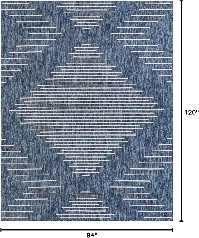 Unique Loom Outdoor Modern Collection Area Rug - Tambor (7' 10" x 10' Rectangle, Blue/ Ivory)