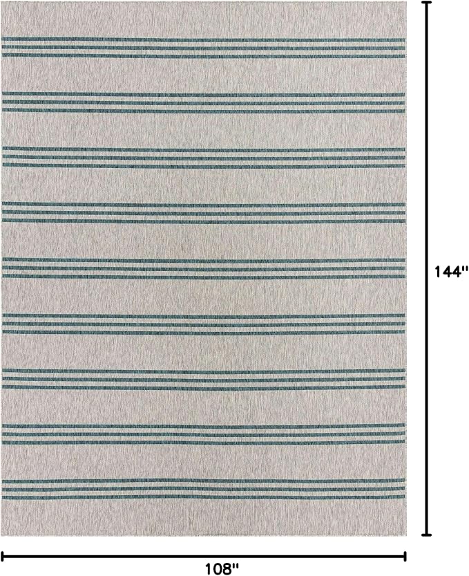 Unique Loom Outdoor Collection Area Rug - Anguilla (9' x 12' Rectangle, Light Gray/ Teal)