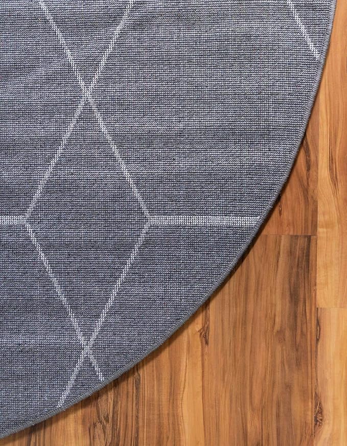 Unique Loom Trellis Frieze Collection Area Rug - Geometric (4' x 6' Oval, Dark Gray/ Ivory)