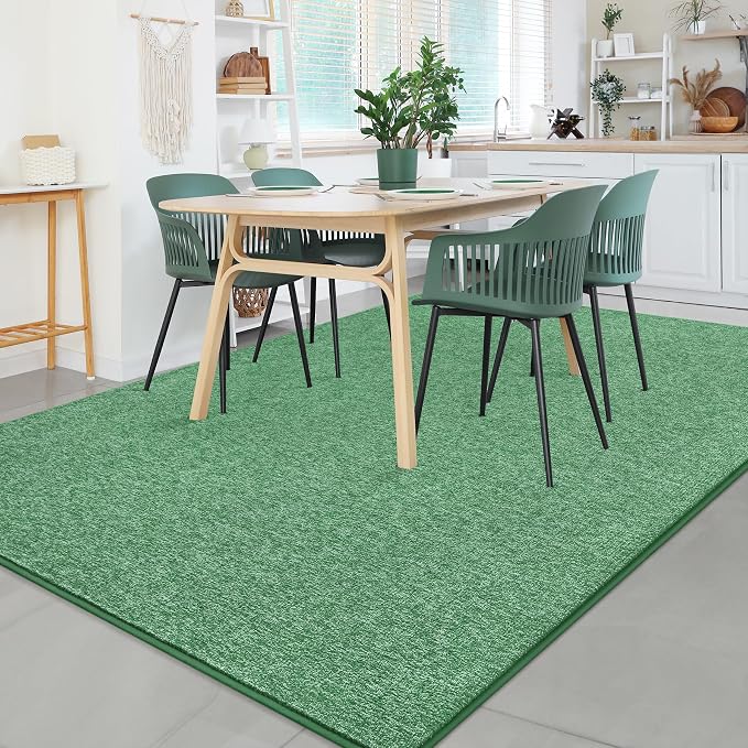 Chicrug Modern 4x6 Memory Foam Area Rugs for Bedroom Living Room | Low-pile Carpet Rug for Kids Playroom, Floor Rug for Bedside Dorm Dining Room Home, Green and White
