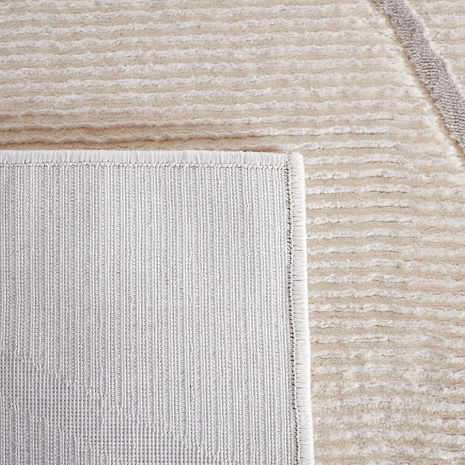 SAFAVIEH Revive Collection Area Rug - 6'7" Round, Beige, Trellis Design, Non-Shedding & Easy Care, Ideal for High Traffic Areas in Living Room, Bedroom (REV104B)