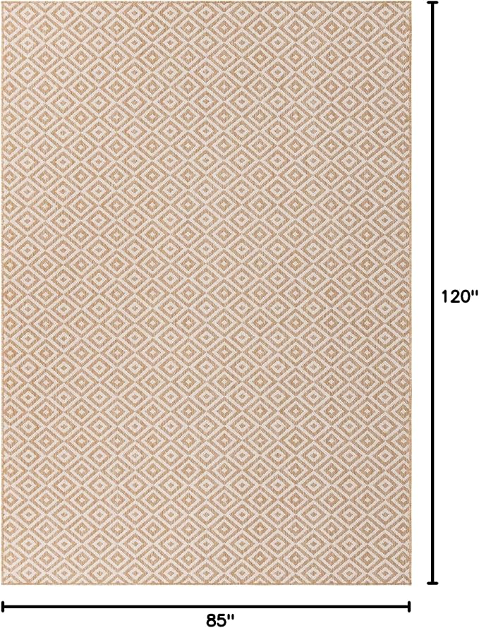 Unique Loom Jill Zarin Outdoor Collection Area Rug - Costa Rica (7' 1'' x 10' Rectangle, Beige/ Cream)