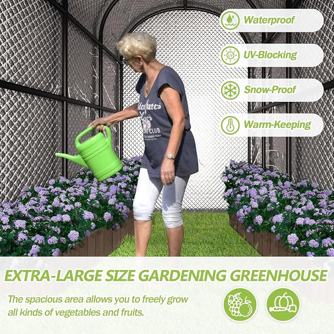 BUKLIYN Garden Arch Trellis - 90.5'' × 51'' × 90'' Greenhouses for Outdoors,Double-Layer Covering - PVC Film and Cotton Film, Suitable for All Seasons