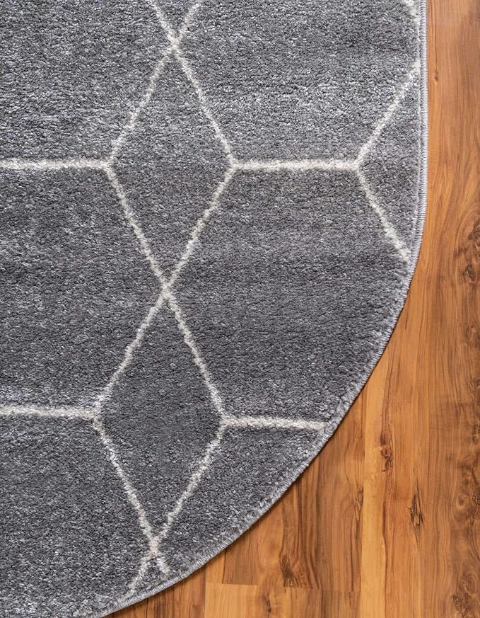 Unique Loom Trellis Frieze Collection Area Rug - Geometric (3' x 5' Oval, Light Gray/ Ivory)
