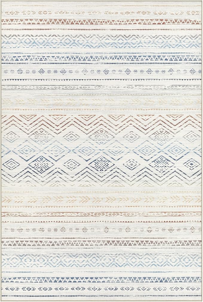 Tortania Area Rug Living Room Rugs- 9x13 Washable Large Soft Neutral Boho Moroccan Bohemian Farmhouse Rug Indoor Floor Carpet for Bedroom Under Dining Table Home Office Decor - Multicolor