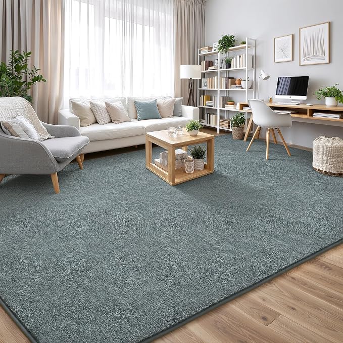 Keeko 6x9 Area Rugs for Living Room,Soft Washable Memory Foam Bedroom Rug | Indoor Throw Rug Low Pile Minimalist Non Slip Carpet for Kids Nursery Classroom Dorm Room Home Decor Grey-green and White