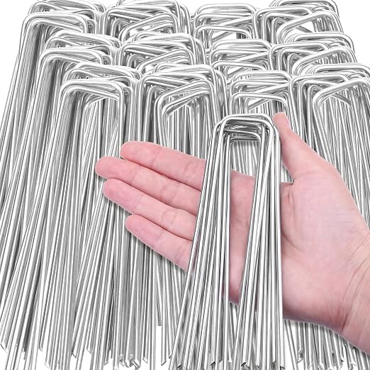 HongWay 4000 Pack 6 Inch Landscape Staples Bulk, Galvanized Garden Stakes 11 Gauge U-Shaped Pins Tent Stakes Yard Ground Staples for Landscaping Fabric, Lawn, Turf, Fence, Plant Cover, Irrigation