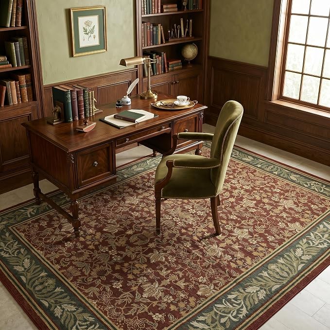 GarveeHome Washable 4x6 Entryway Rugs Non Slip Kitchen Area Rug, Red | Boho Vintage Soft Low Pile Stain Resistant Indoor Carpet for Living Room Bedroom Hallway Nursery Home Office