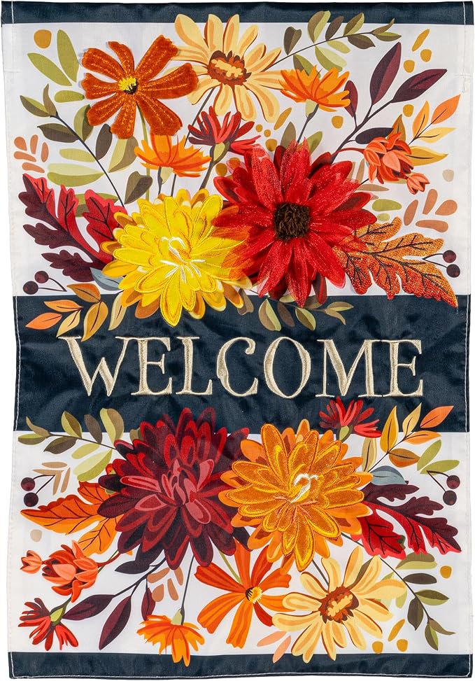 Evergreen Flag Fall Garden Flags Double Sided, Garden Flags for Outside Autumn Decorations for Home, Porch, Yard (Fall Floral, 12x18 inch)