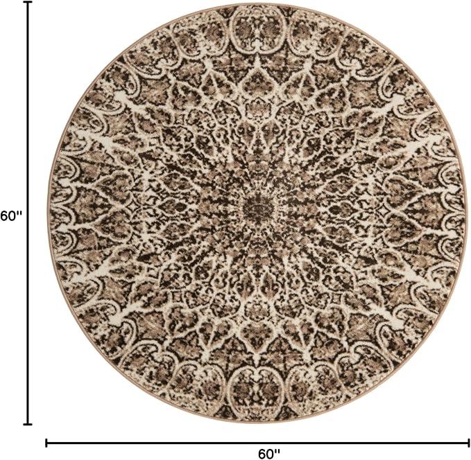 Unique Loom Sofia Collection Area Rug - Grace (5' Round Brown/Ivory)