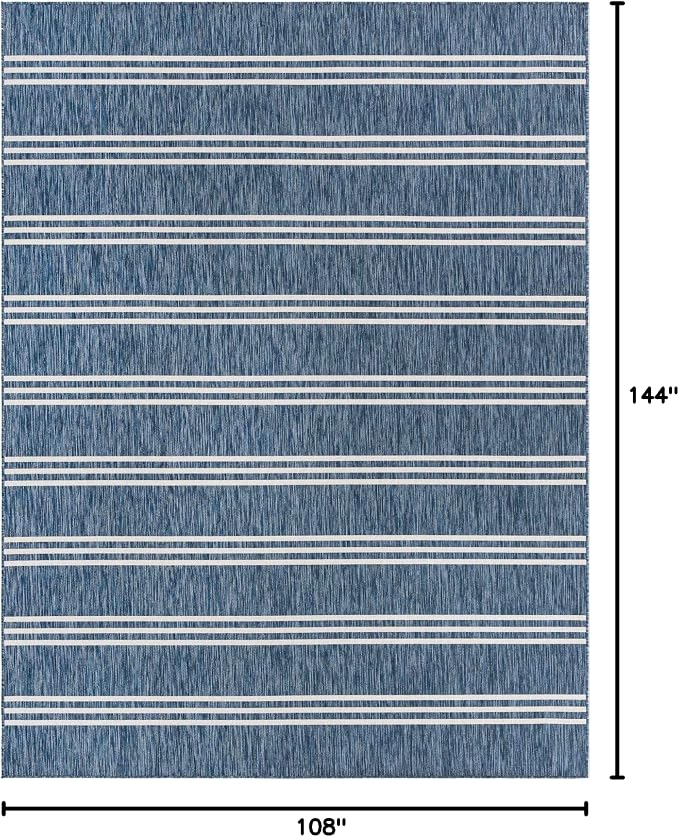 Unique Loom Outdoor Collection Area Rug - Anguilla (9' x 12' Rectangle, Blue/ Ivory)