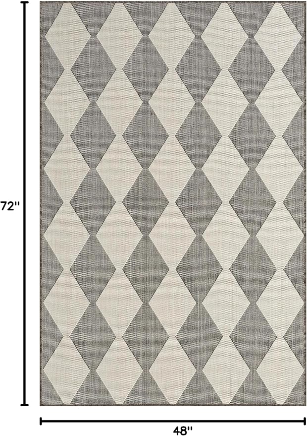 Nourison Home Positano Charcoal 4' x 6' Area Rug - Easy Clean, Non Shedding, Bed Room, Living Room, Dining Room, Kitchen (4' x 6')