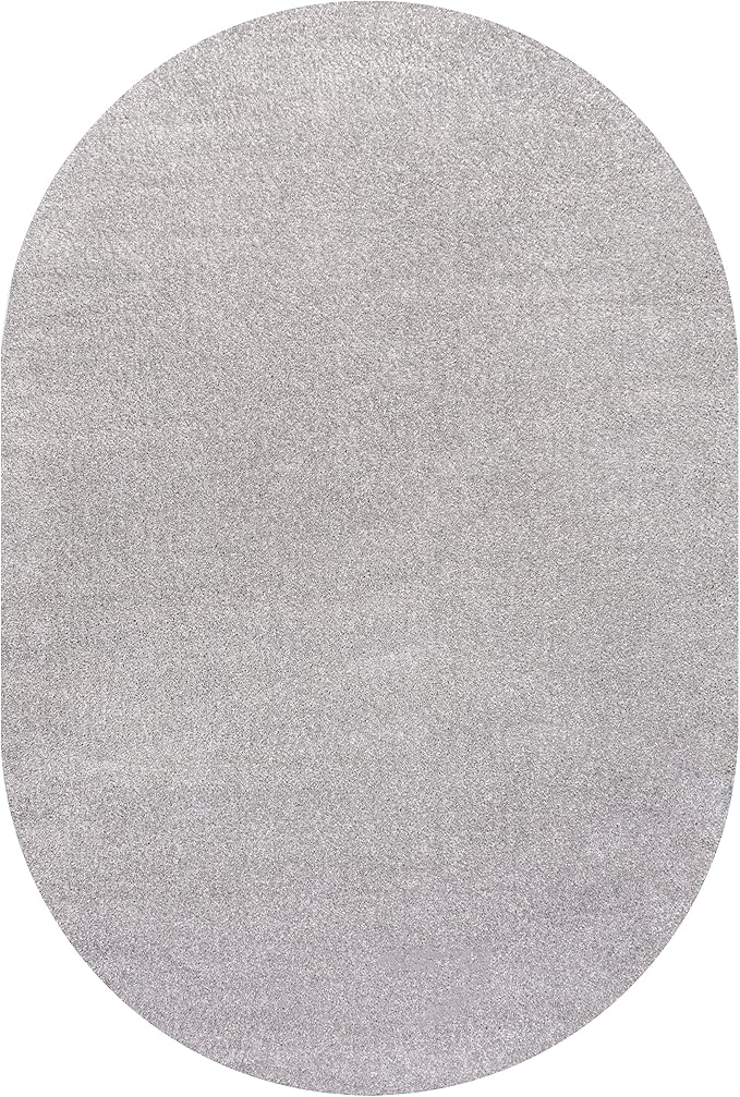 JONATHAN Y Haze Solid Low-Pile Light Gray 3x5 Oval Indoor Area Rug, Coastal,Bohemian,Minimalist,Classic, Easy-Cleaning for Living Room,Bedroom,Kitchen,Pet Friendly,Non-Shedding (SEU100K-3OV)