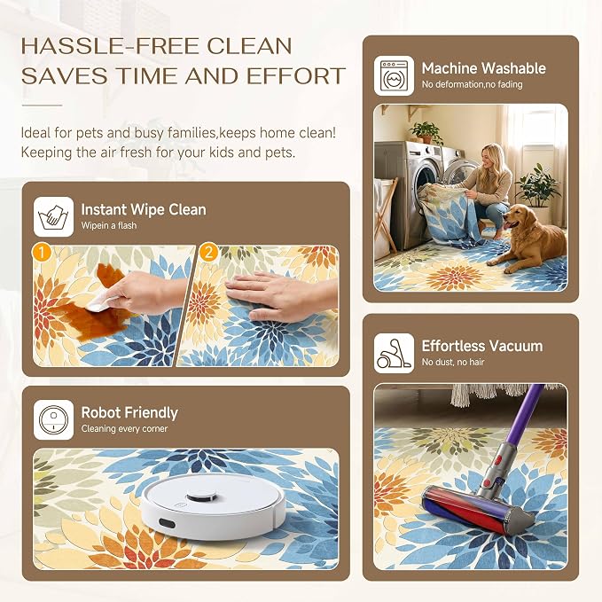6x9 Indoor Outdoor Area Rug Washable Patio Rug Colorful Non Slip Non Shedding Waterproof Carpet for Living Room Bedroom Porch Backyard Deck Balcony RV Camping Garden Picnic