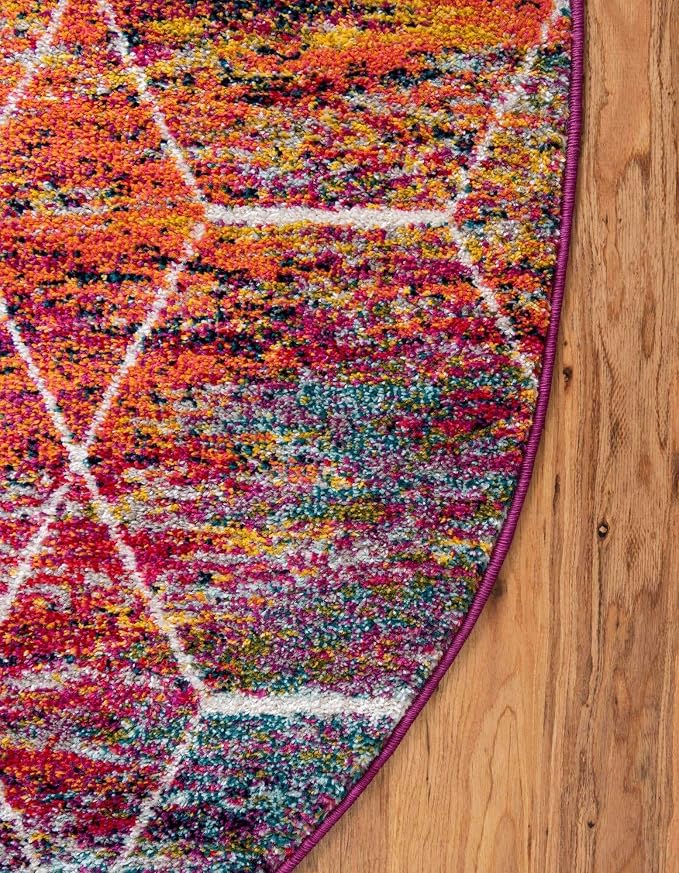 Unique Loom Trellis Frieze Collection Area Rug - Geometric (7' 10" x 10' Oval, Multi/ Black)