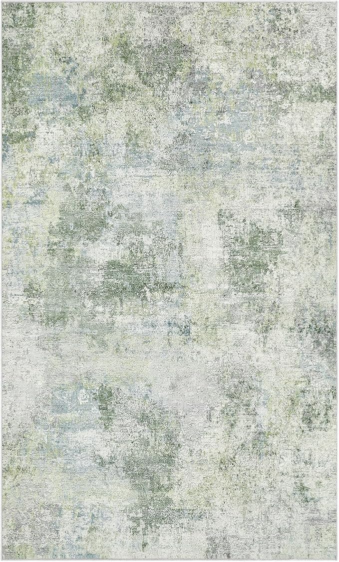 Tortania Area Rug Living Room Rugs - 3x5 Washable Soft Neutral Boho Moroccan Farmhouse Mat Indoor Floor Carpet for Bedroom Under Dining Table Home Office Decor - Sage Green