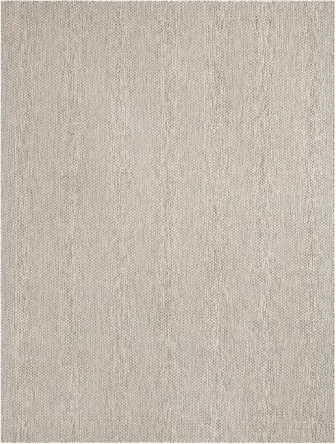 Unique Loom Outdoor Solid Collection Area Rug (7' 10" x 10' Rectangle Light Gray/Ivory)